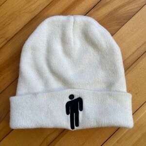 Billie Eilish Blohsh White Beanie Embroidered Logo Acrylic Cuffed Knit Hat